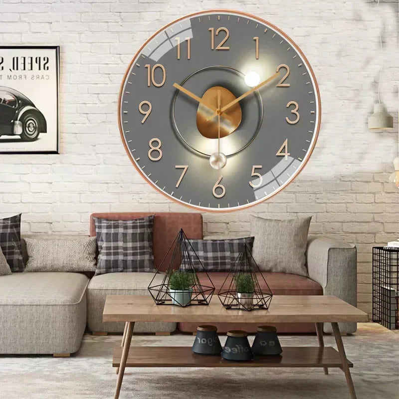 Lautlose, nicht tickende Wanduhr mit klassischem rundem Zifferblatt für Schlafzimmer oder Büro