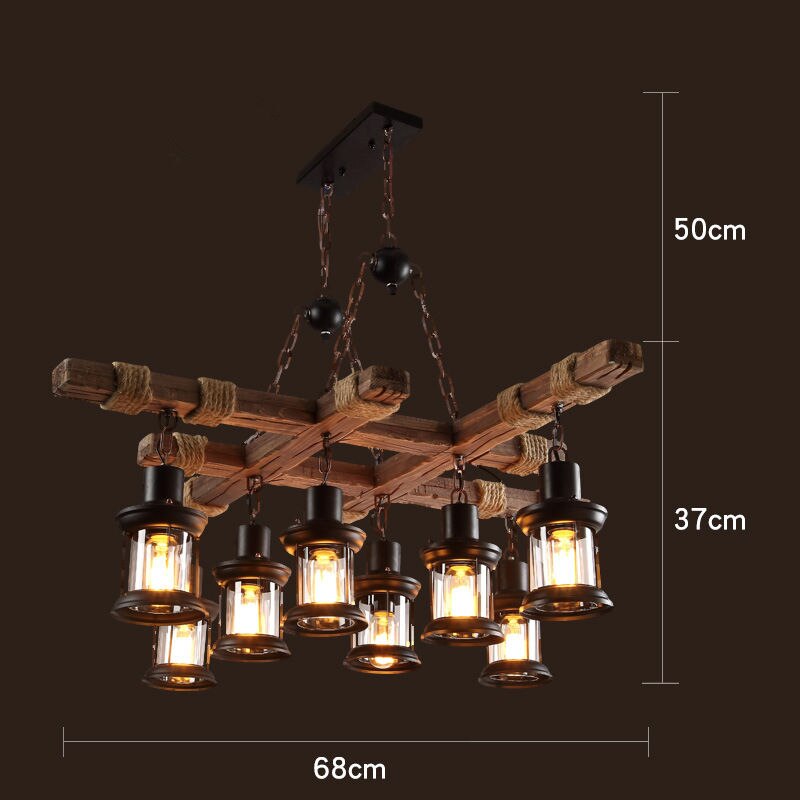 Industrial Wood & Iron Pendant Ceiling Light, E27 LED Compatible
