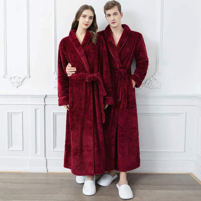 CozyNest Thermal Flannel Maternity Robe, Extra-Long Fit