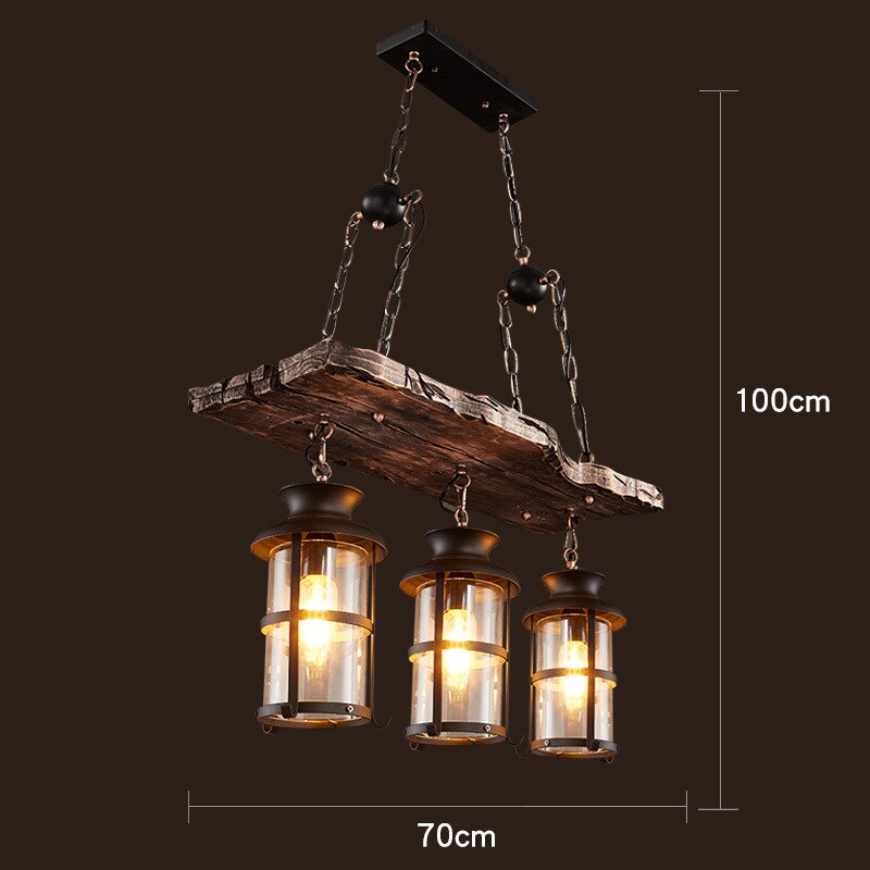 Industrial Wood & Iron Pendant Ceiling Light, E27 LED Compatible