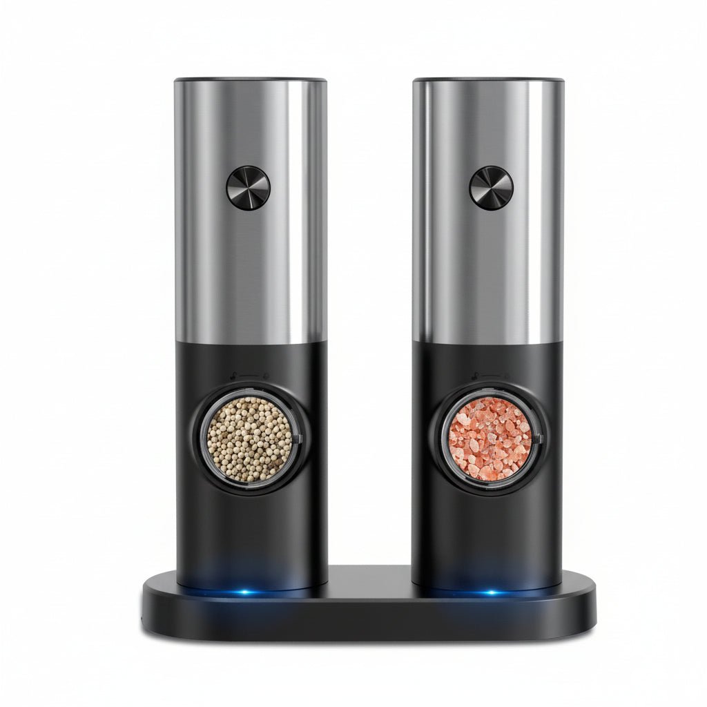 Electric Salt and Pepper Grinder Set with Adjustable Grind Setting - Fioriscas