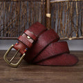 Embossed Cowhide Belt with Copper Pin Buckle, Kestrel