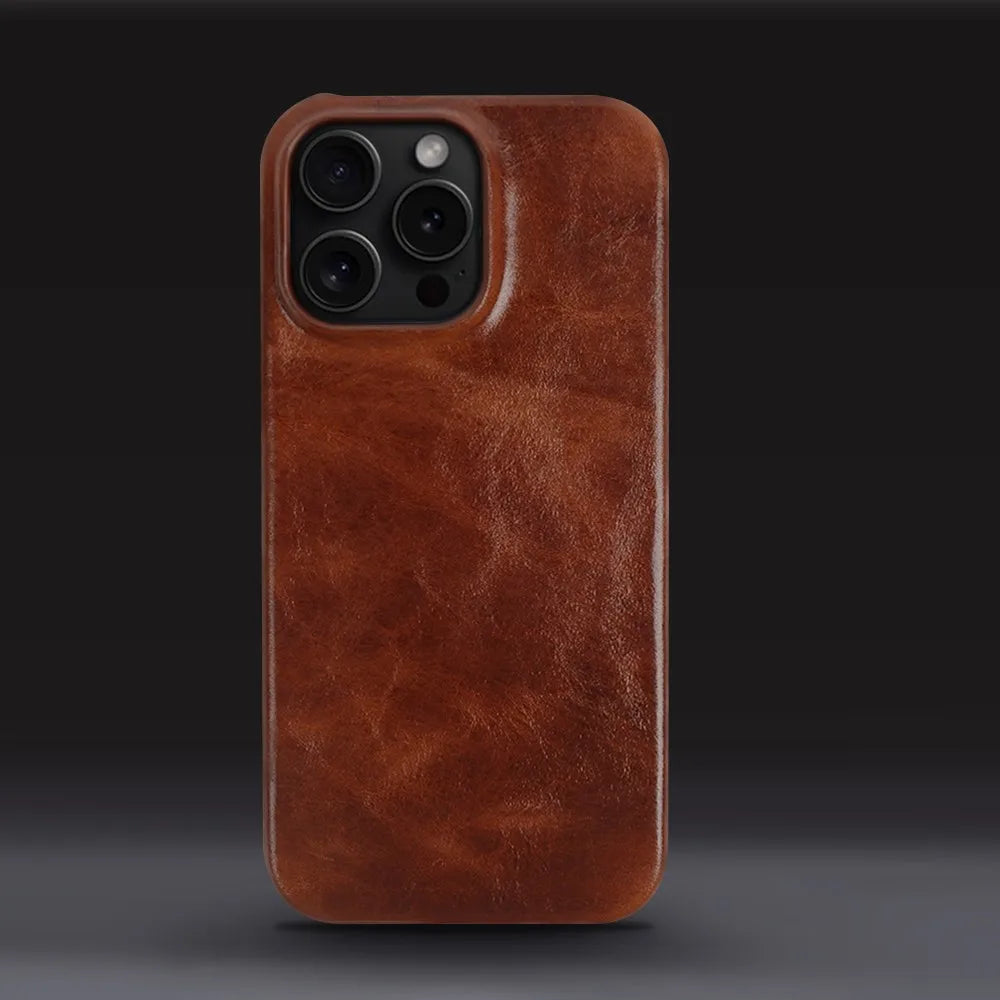 Capa para iPhone em Pele de Vaca Genuína, Feita à Mão, 5 Cores