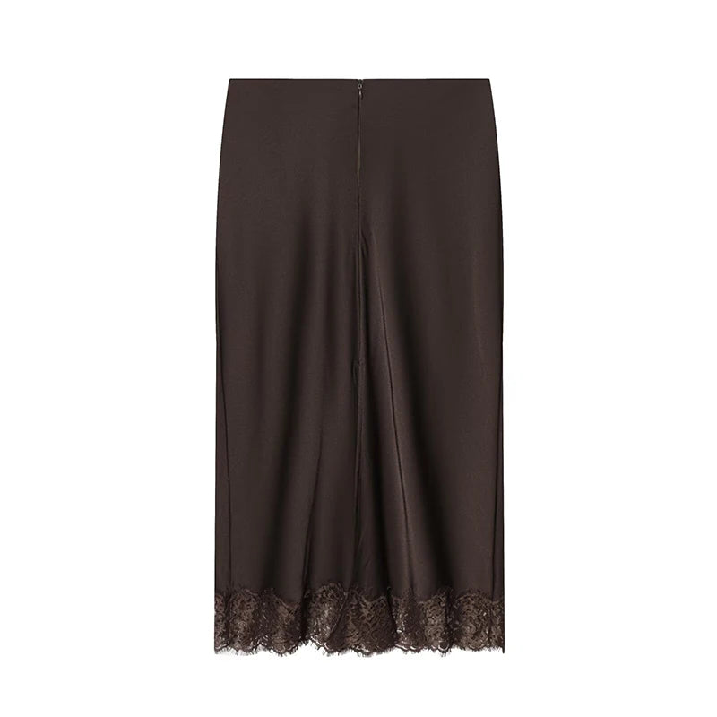 Ensemble Vintage Café Bohème I Haut en Dentelle & Jupe Mi-Longue Chic