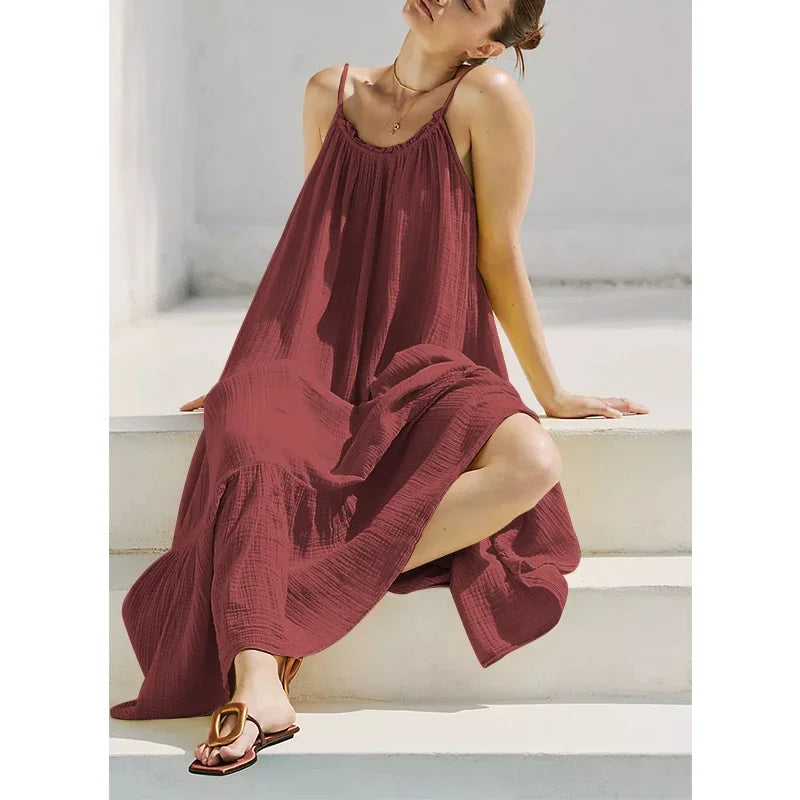 Robe sola en gaze de coton à bretelles