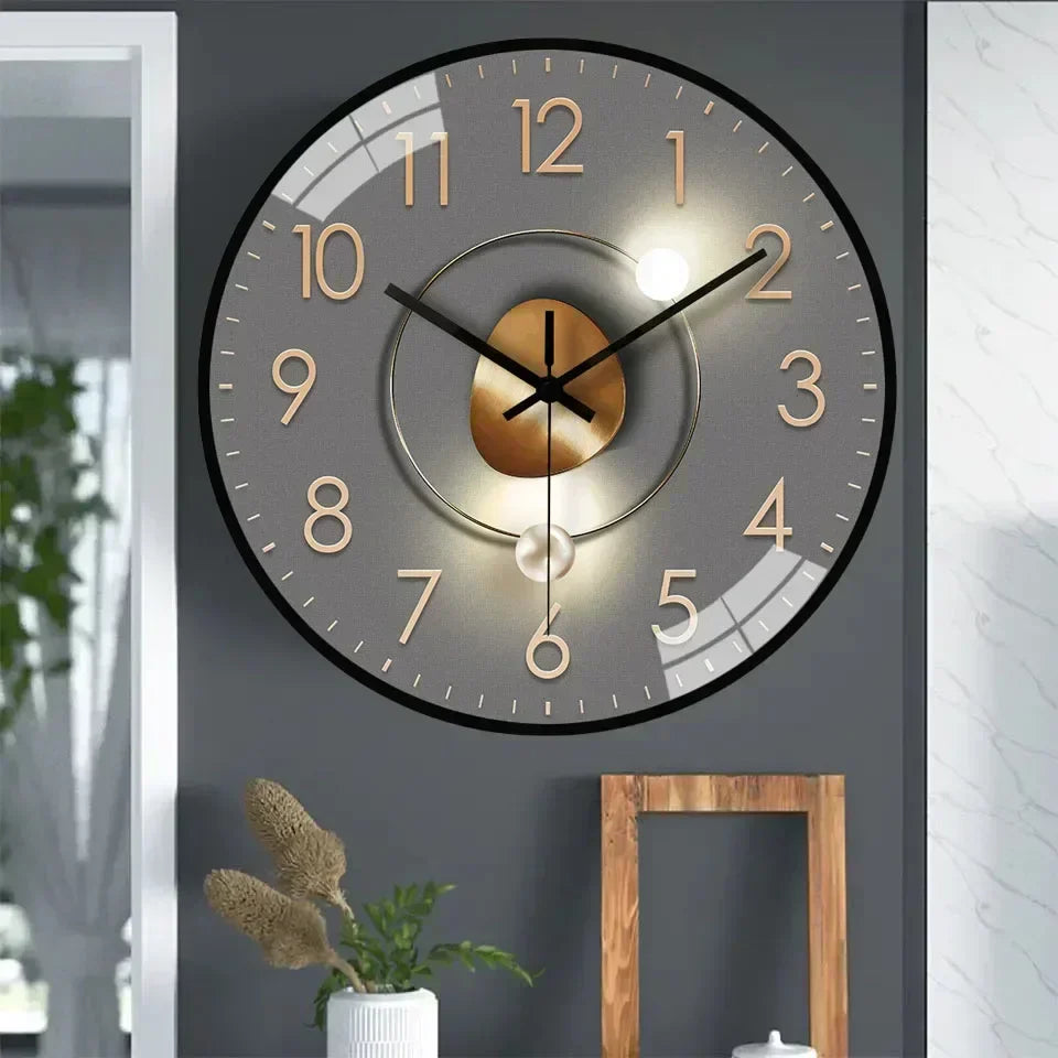 Lautlose, nicht tickende Wanduhr mit klassischem rundem Zifferblatt für Schlafzimmer oder Büro