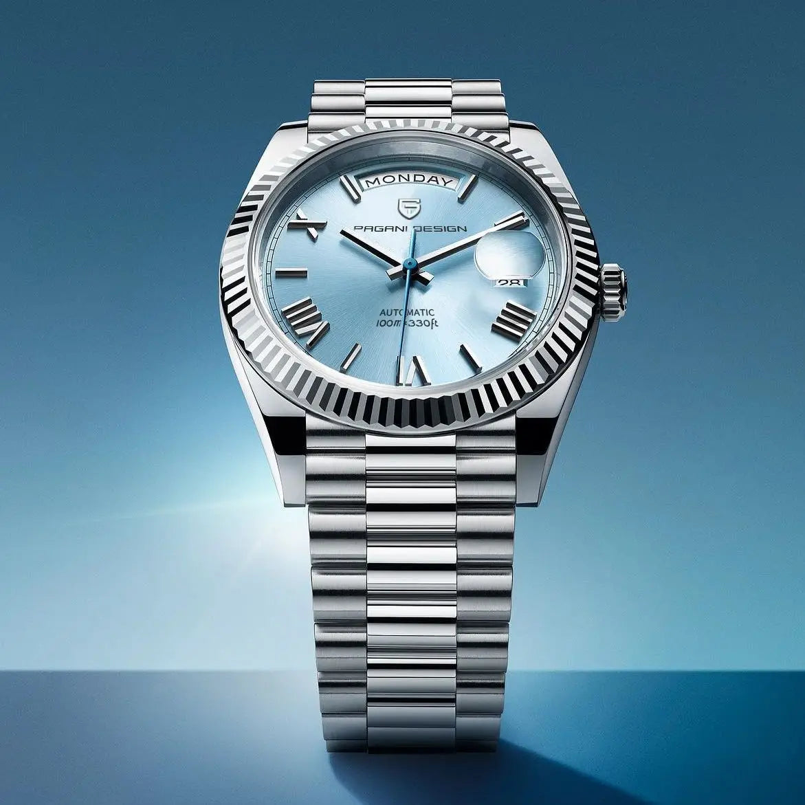 Orologio automatico in acciaio inossidabile, calendario con data, NovaVale Elite
