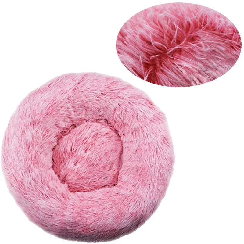 CozySphere Plush Round Pet Bed, Non-Slip Washable Base for Cats and Dogs