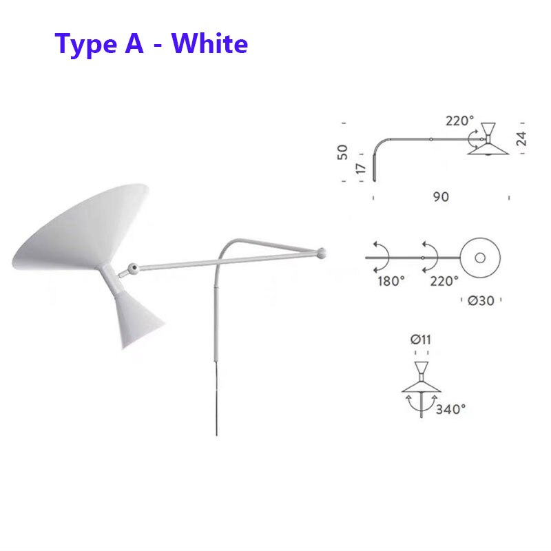 NovaSwing Wall Lamp, Swing-Arm Reach, Plug-In With Frosted Shade