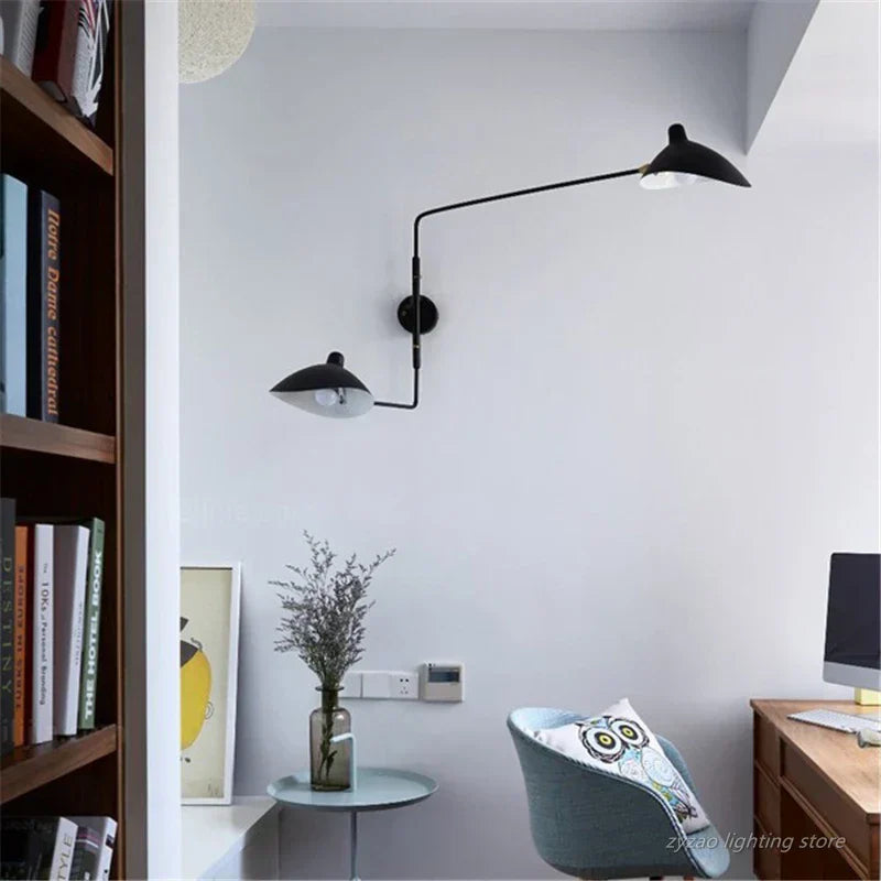 LumiArc Duo Wall Sconce With 1 Or 2 Rotating Arms, Matte Black