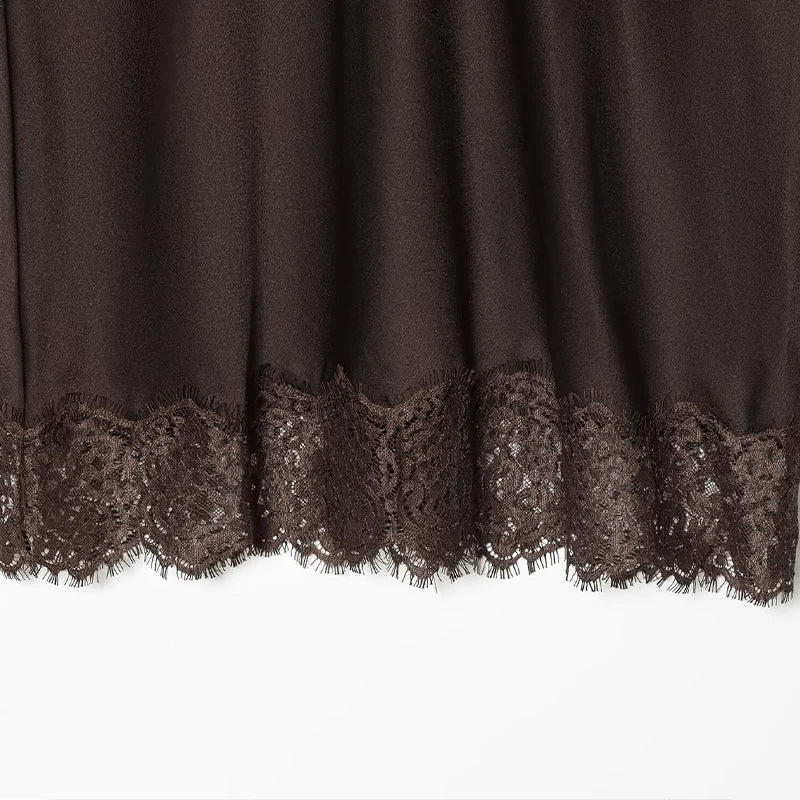 Ensemble Vintage Café Bohème I Haut en Dentelle & Jupe Mi-Longue Chic