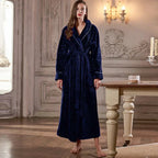 CozyNest Thermal Flannel Maternity Robe, Extra-Long Fit