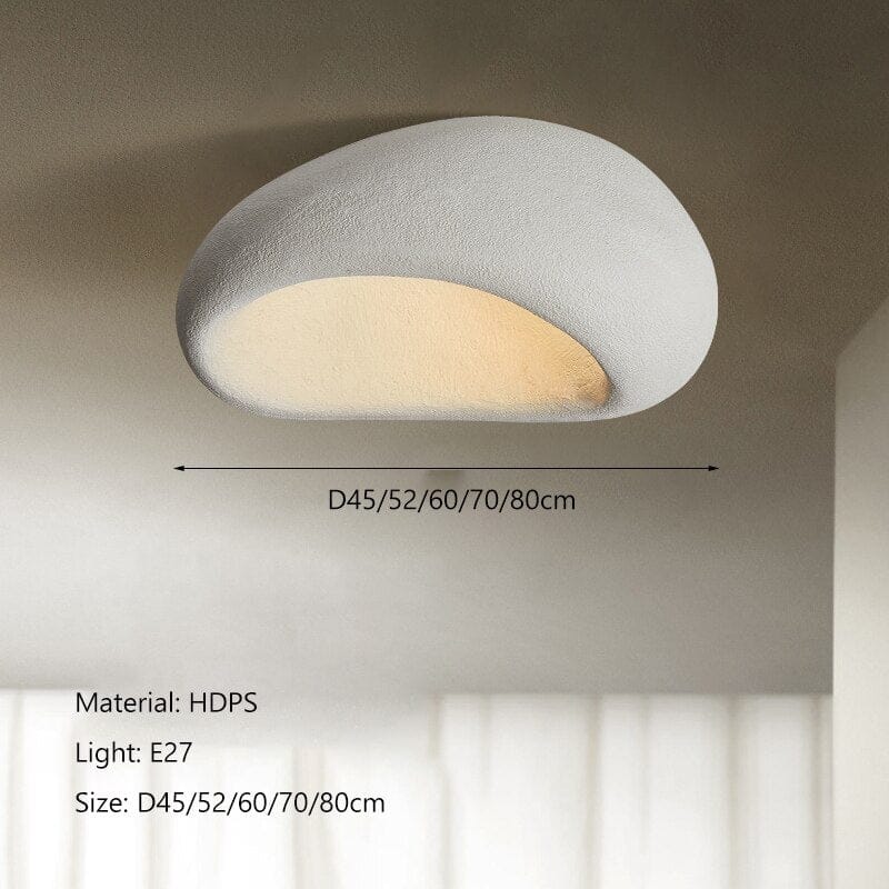 Wabi-Sabi loftlampe med stofskærm og nikkelfinish