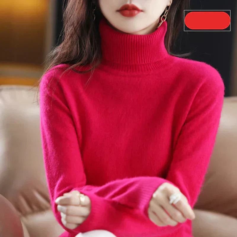 Nyorelle ハイネックカシミヤセーター、女性向けフィットニットプルオーバー