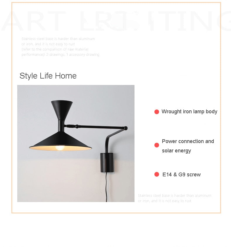 NovaSwing Wall Lamp, Swing-Arm Reach, Plug-In With Frosted Shade