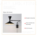 NovaSwing Wall Lamp, Swing-Arm Reach, Plug-In With Frosted Shade