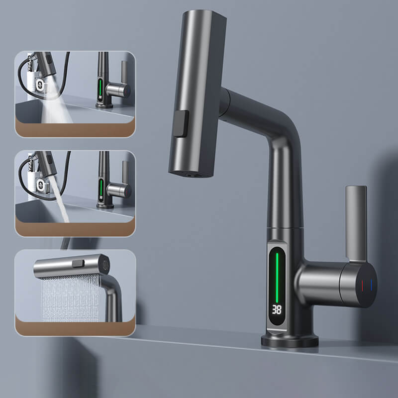 Ausziehbare Küchenarmatur, Aqualine FluxPull mit 60-cm-Schlauch und 360°-Schwenkfunktion