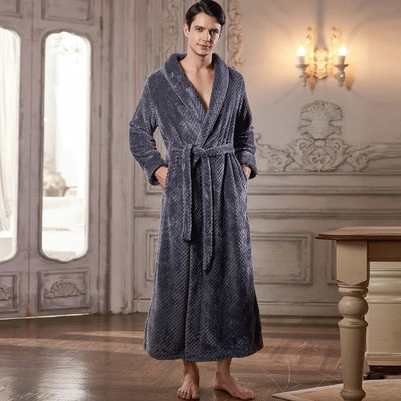 CozyNest Thermal Flannel Maternity Robe, Extra-Long Fit