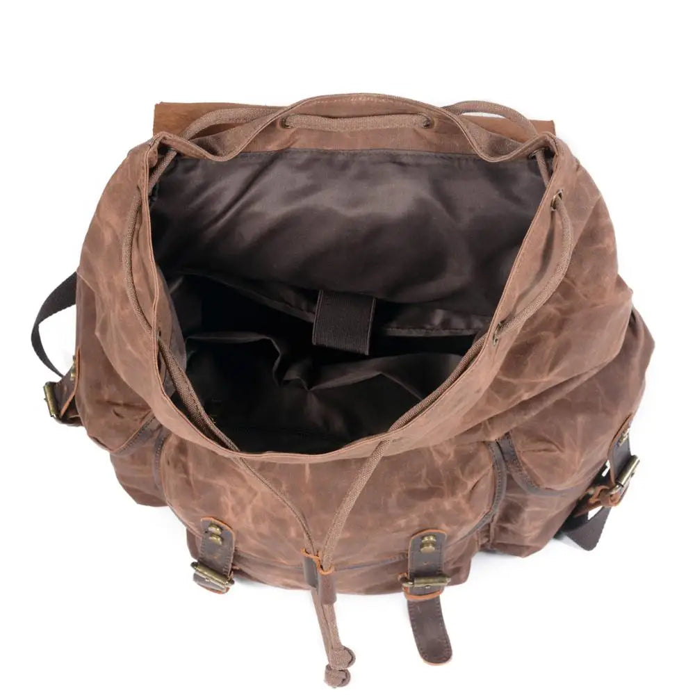 Ridgeway gewaxte canvas reistas met leren accenten, 23L inhoud