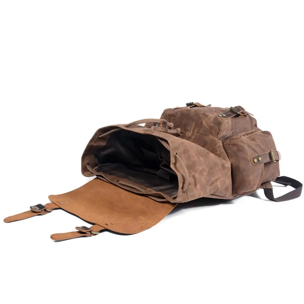 Ridgeway gewaxte canvas reistas met leren accenten, 23L inhoud
