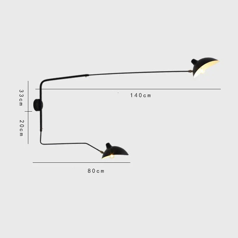LumiArc Duo Wall Sconce With 1 Or 2 Rotating Arms, Matte Black