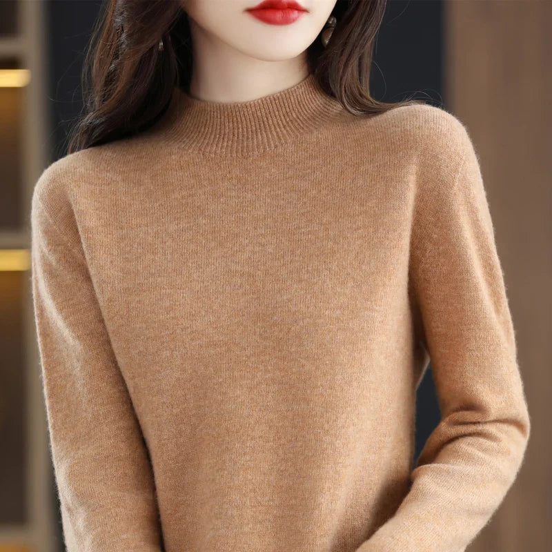 Damski dopasowany sweter z dzianiny z wełny merino VeloraWeave