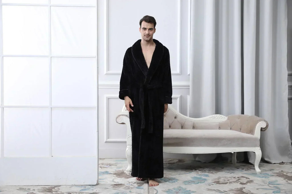 CozyNest Thermal Flannel Maternity Robe, Extra-Long Fit