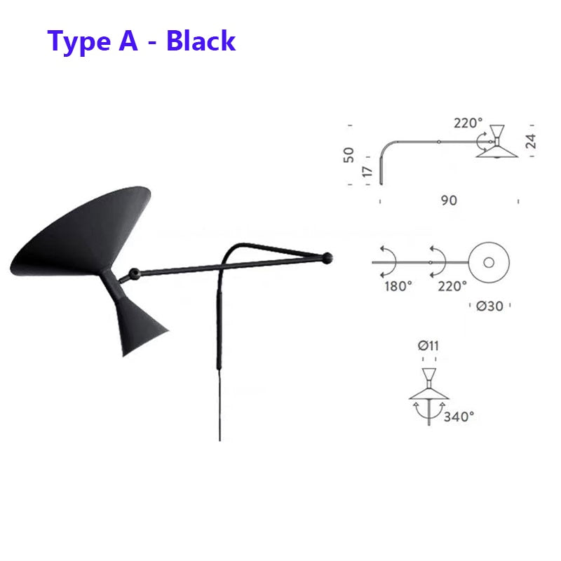 NovaSwing Wall Lamp, Swing-Arm Reach, Plug-In With Frosted Shade