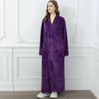 CozyNest Thermal Flannel Maternity Robe, Extra-Long Fit
