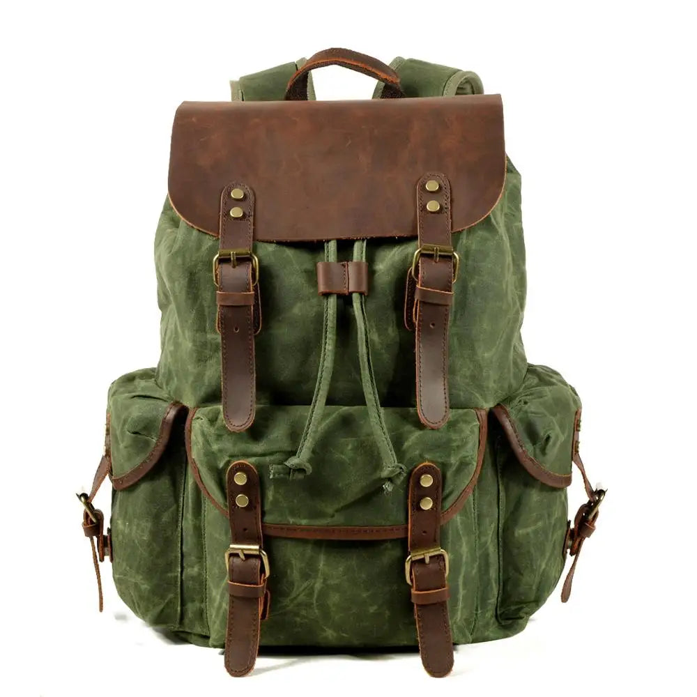 Ridgeway gewaxte canvas reistas met leren accenten, 23L inhoud