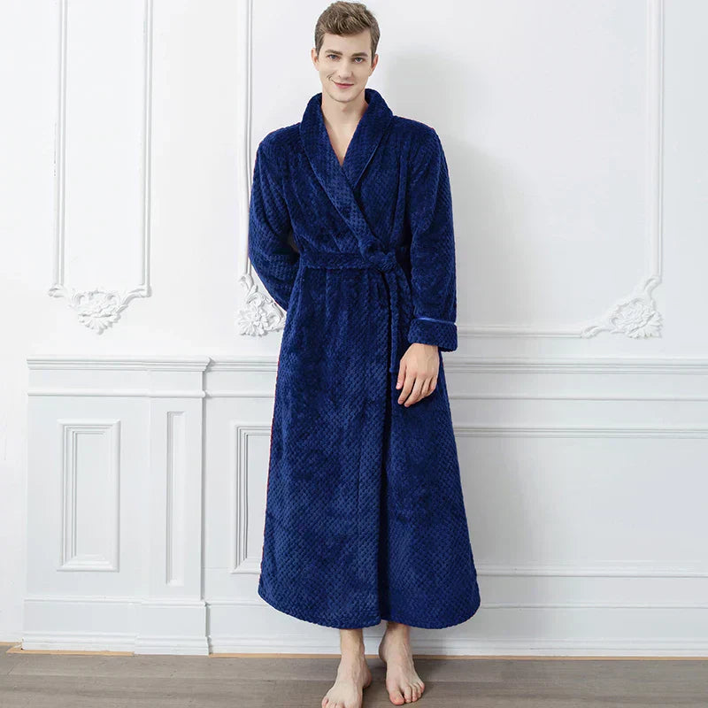 CozyNest Thermal Flannel Maternity Robe, Extra-Long Fit