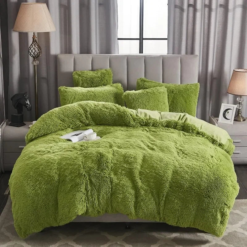 Set copripiumino in ecopelliccia Silvara, federe in peluche morbido come il velluto