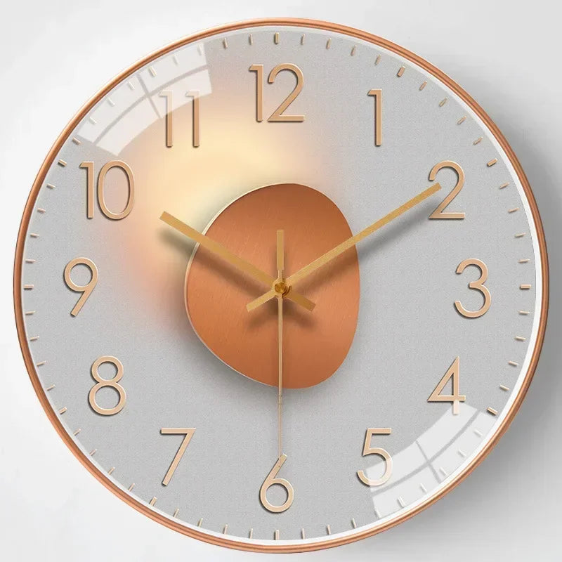 Lautlose, nicht tickende Wanduhr mit klassischem rundem Zifferblatt für Schlafzimmer oder Büro