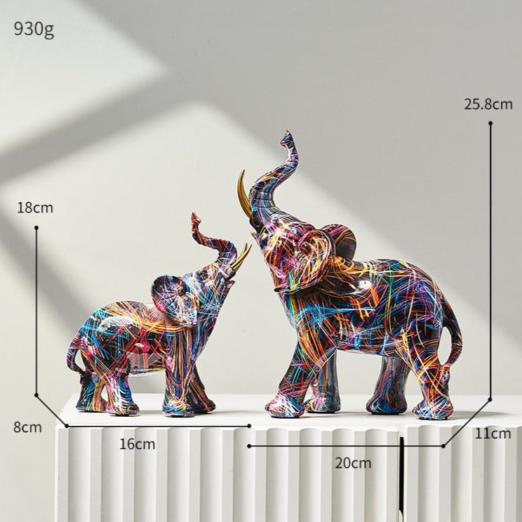Aurella Hand-Painted Resin Elephant Figurine, Nordic or Graffiti