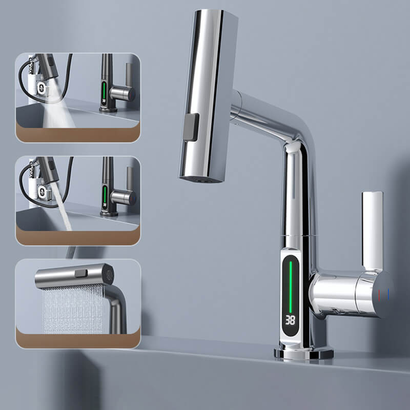 Ausziehbare Küchenarmatur, Aqualine FluxPull mit 60-cm-Schlauch und 360°-Schwenkfunktion