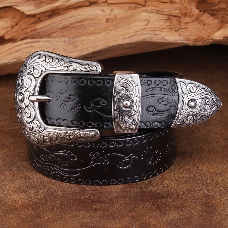 Marisol Western Leather Belt With Silver Buckle, Four Colors