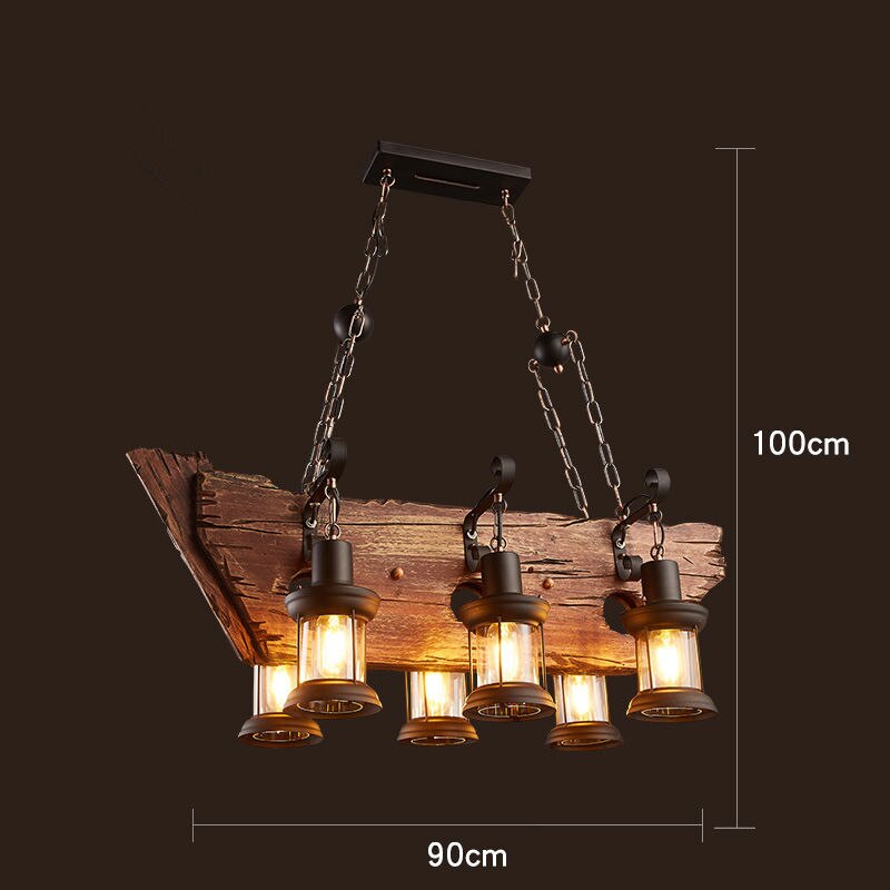 Industrial Wood & Iron Pendant Ceiling Light, E27 LED Compatible