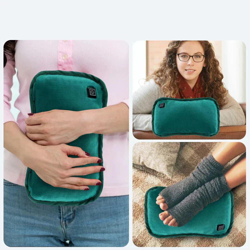 Varmepude, USB-genopladelig bærbar varmer, lysegrå eller grøn, CozyGlow