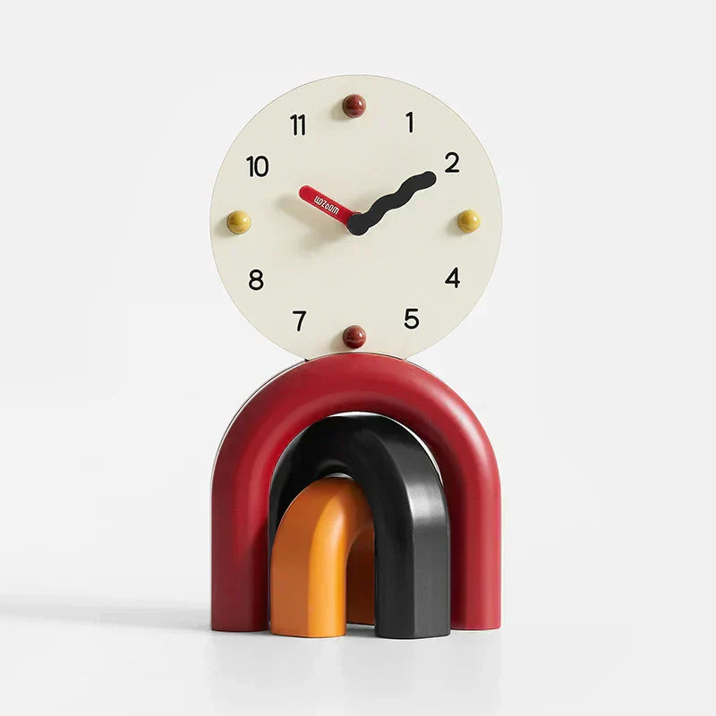 Horloge de table LumenArc Nordic Arch, bambou et métal, finition mate ou brillante