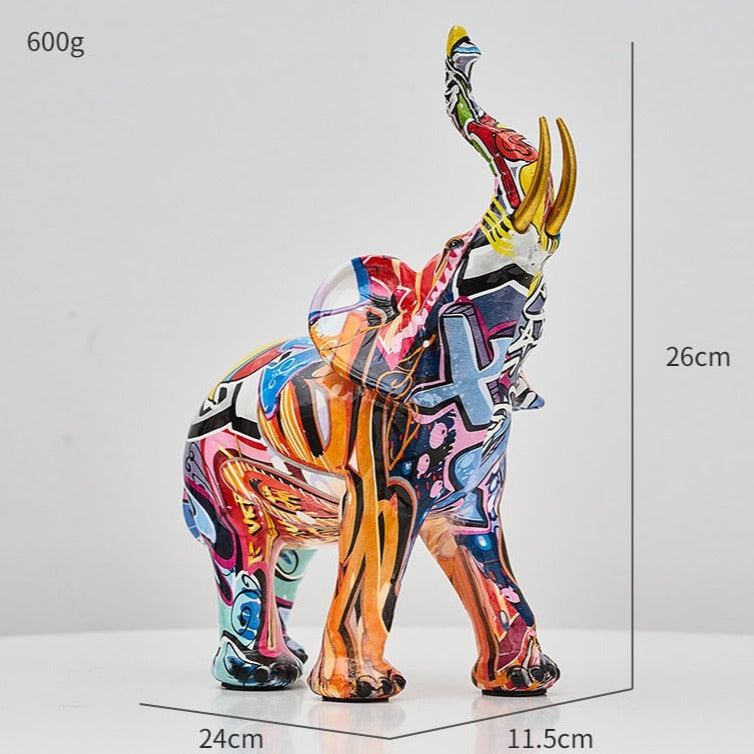 Aurella Hand-Painted Resin Elephant Figurine, Nordic or Graffiti