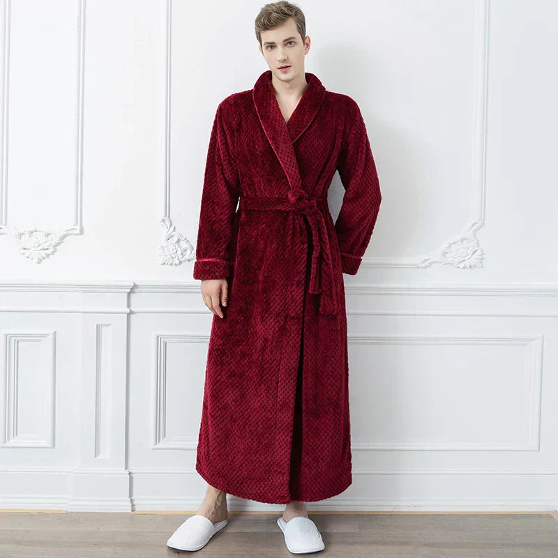 CozyNest Thermal Flannel Maternity Robe, Extra-Long Fit