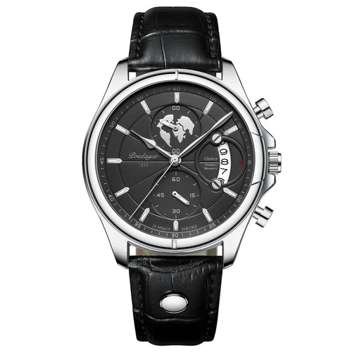 Aurello Three-Dial Chronograph Watch, Leather Strap, 3 ATM Water Resistant