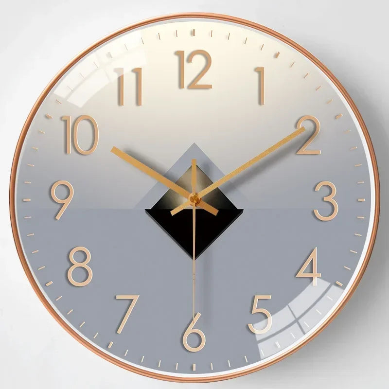 Lautlose, nicht tickende Wanduhr mit klassischem rundem Zifferblatt für Schlafzimmer oder Büro