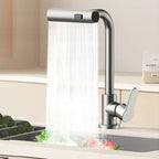 Torneira de cozinha AeroCascade com fluxo em cascata e bica giratória para bancada