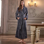 CozyNest Thermal Flannel Maternity Robe, Extra-Long Fit