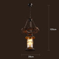 Industrial Wood & Iron Pendant Ceiling Light, E27 LED Compatible