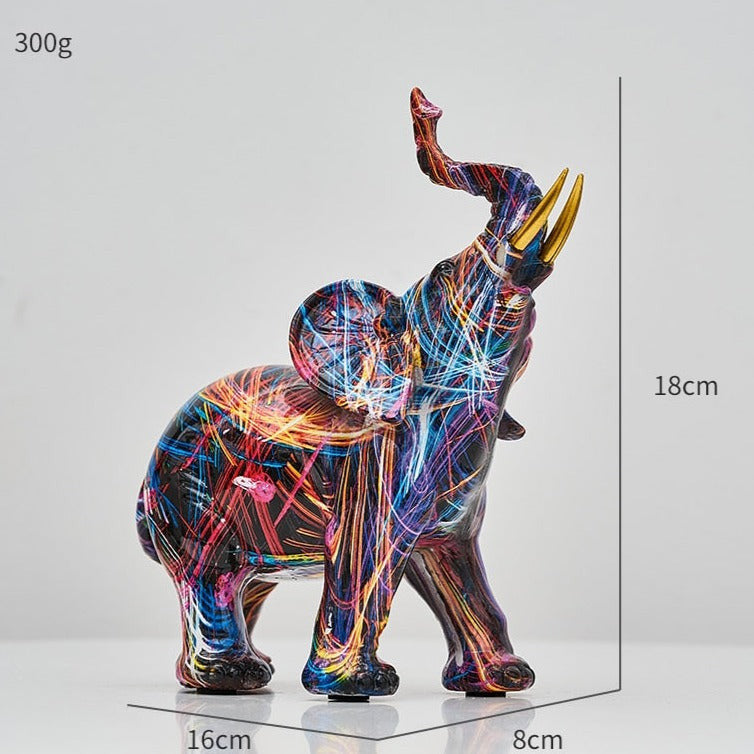 Aurella Hand-Painted Resin Elephant Figurine, Nordic or Graffiti