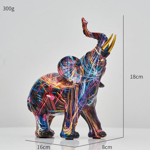 Aurella Hand-Painted Resin Elephant Figurine, Nordic or Graffiti