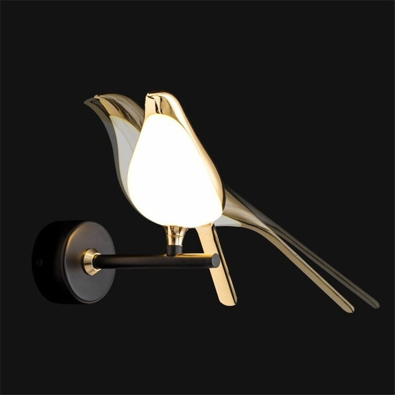 Wall Light, Gold-Plated Hummingbird In Cast Iron And Aluminium