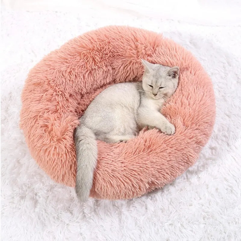 CozySphere Plush Round Pet Bed, Non-Slip Washable Base for Cats and Dogs